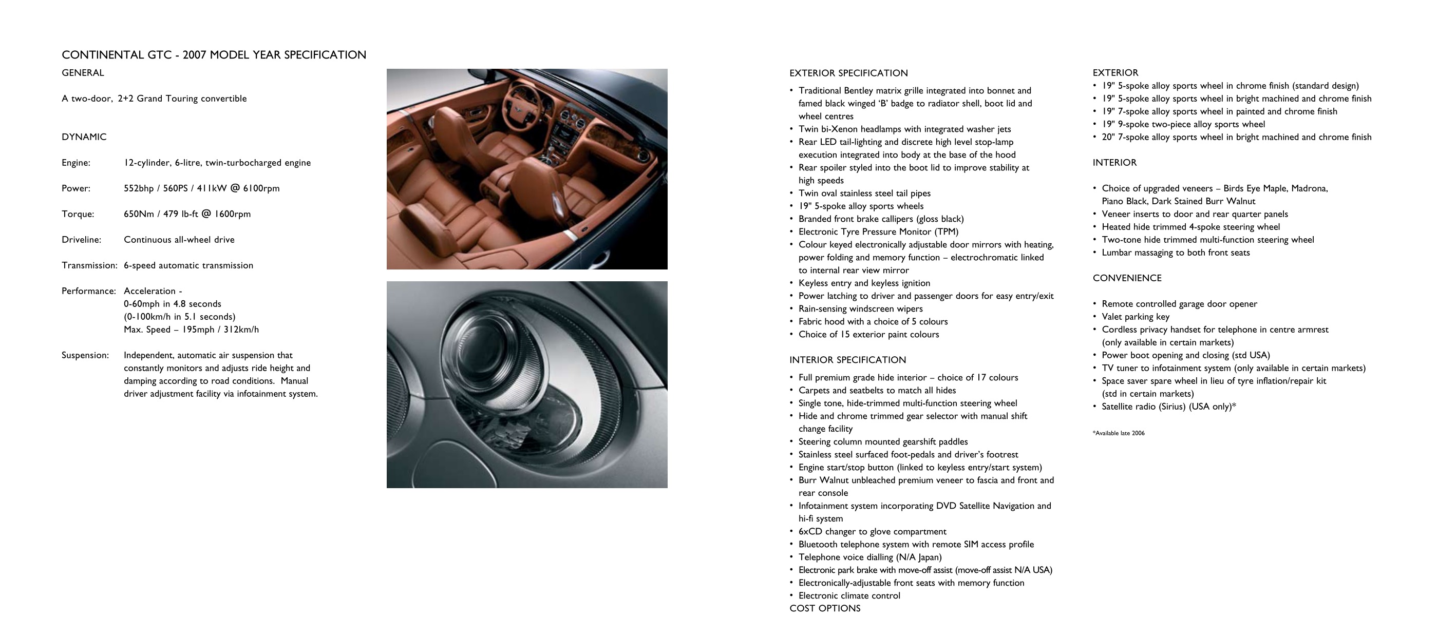 2007 Bentley Continental GTC Brochure Page 1